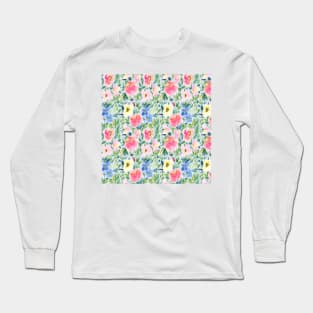 Watercolor painted floral print Long Sleeve T-Shirt